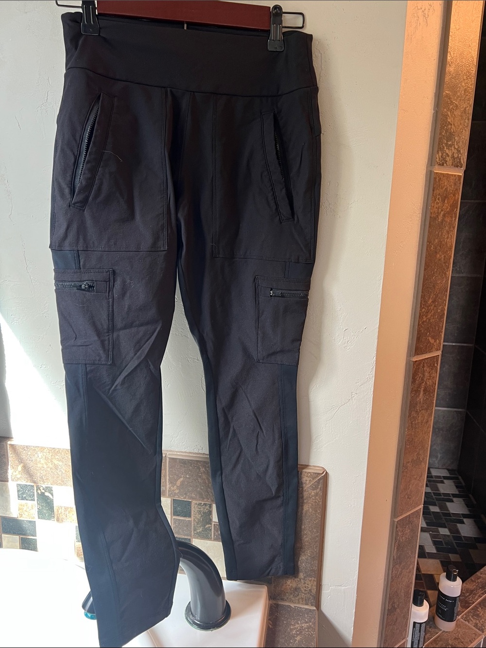 Athleta Black Cargo Jogger Pants with Zip Pockets